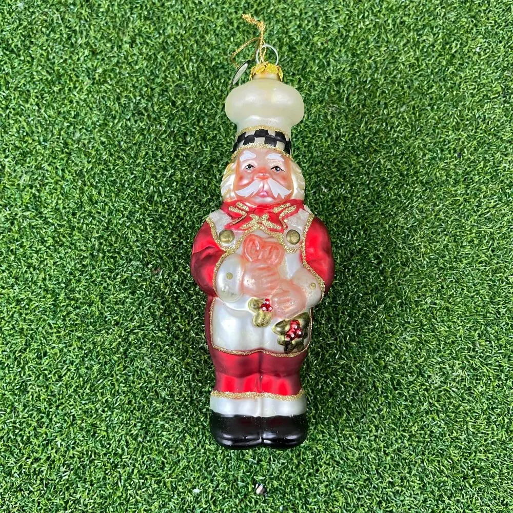 Vintage Blown Glass Santa Chef Christmas Tree Ornament